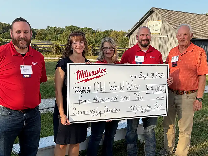 Milwaukee Tool Donation check